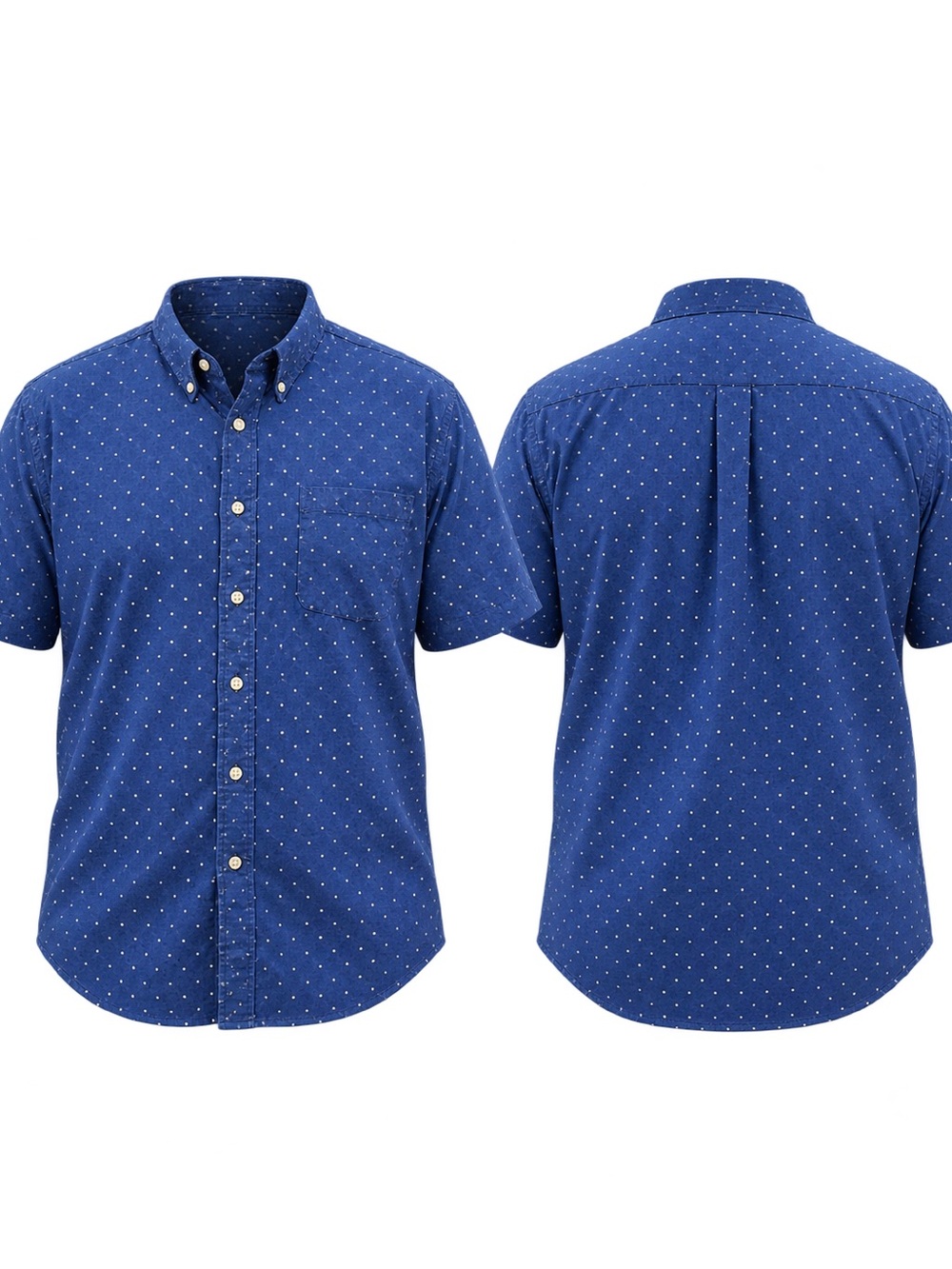 Men’s Saddlebred Navy Short-Sleeve Button-Down with White Dot Print